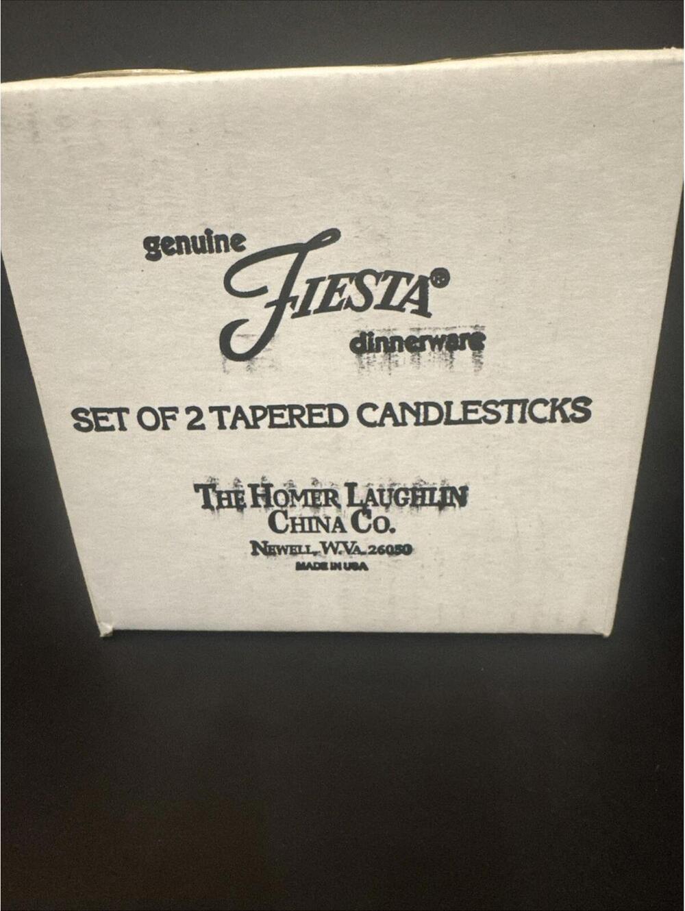 Fiestaware Fiesta Pearl Gray Set of 2 Tapered Candlesticks New in Sealed Box Y2K